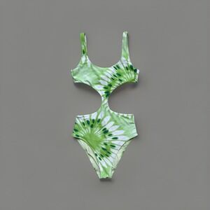 Aerie Green Tie Dye Cut Out One Piece Woman's Swimsuit Size M
